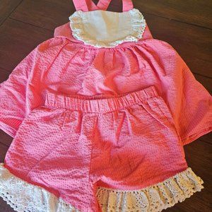 Ricrac & Ruffles Pink Lace Short Set